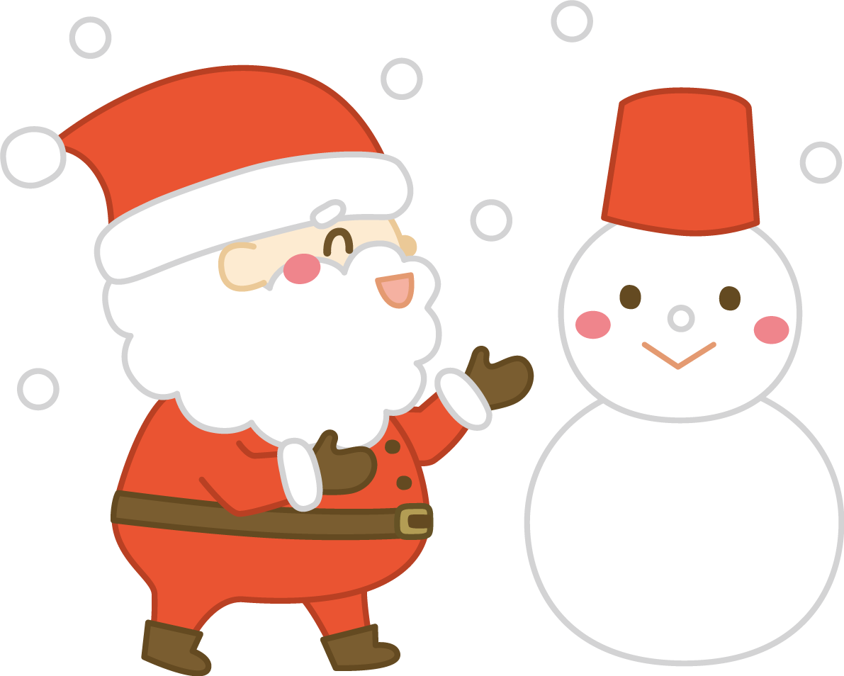 雪だるまとサンタクロース かわいい クリスマス イラスト無料 フリー91556に写真・文字を入れる