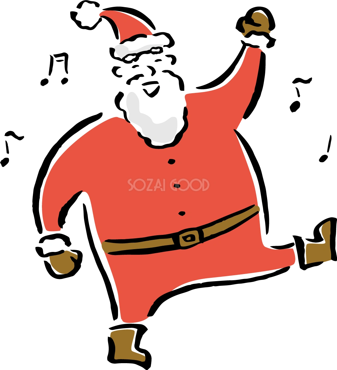 踊るサンタクロース おしゃれ筆書き風 クリスマス イラスト無料 フリー91561