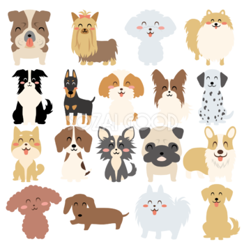 犬 笑顔 イラスト かわいい セット素材集 無料 フリー91578