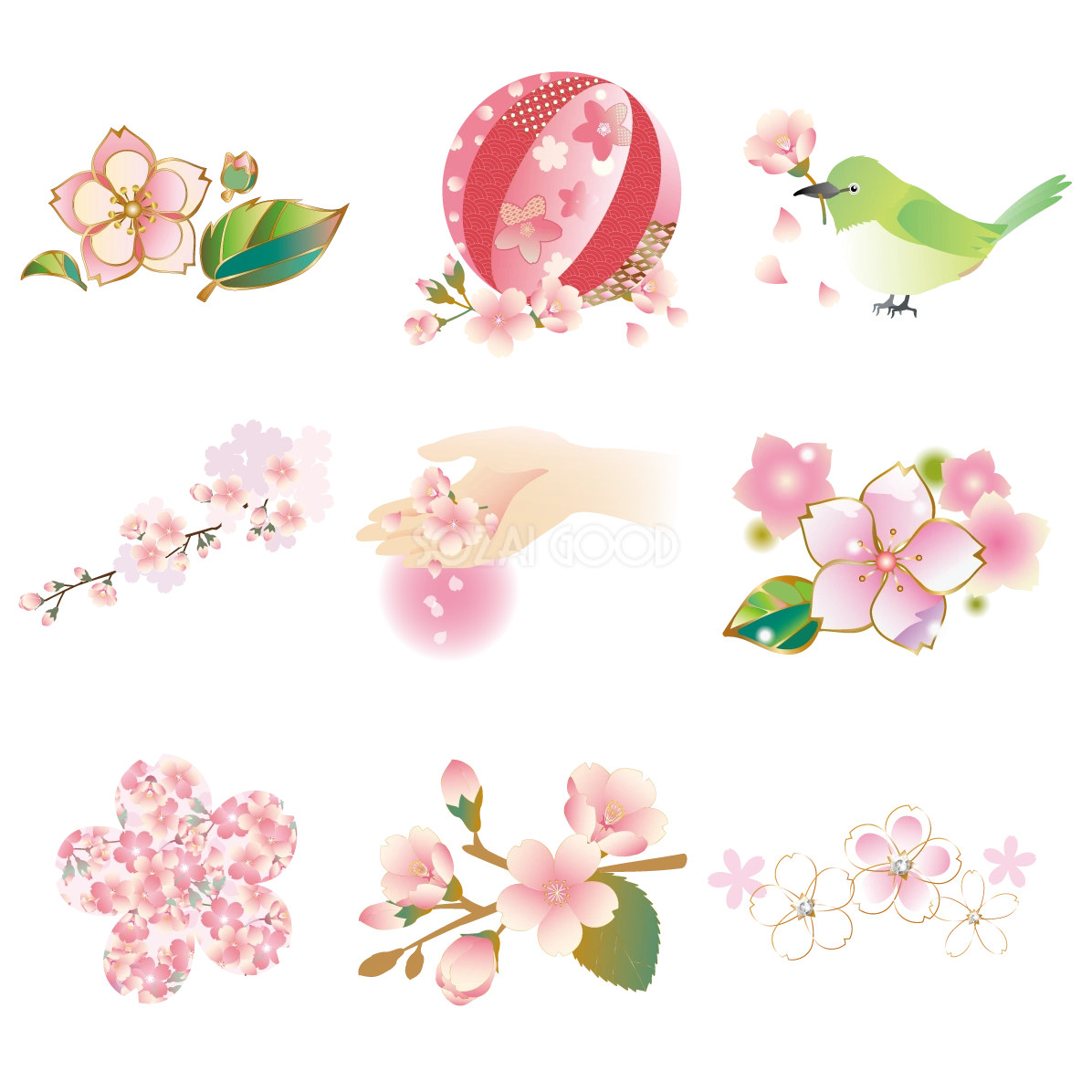 桜 イラストセット素材集 無料 フリー91602