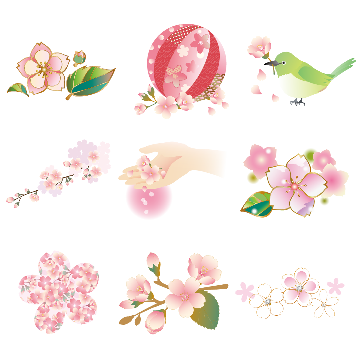 桜 イラストセット素材集 無料 フリー91602に写真・文字を入れる