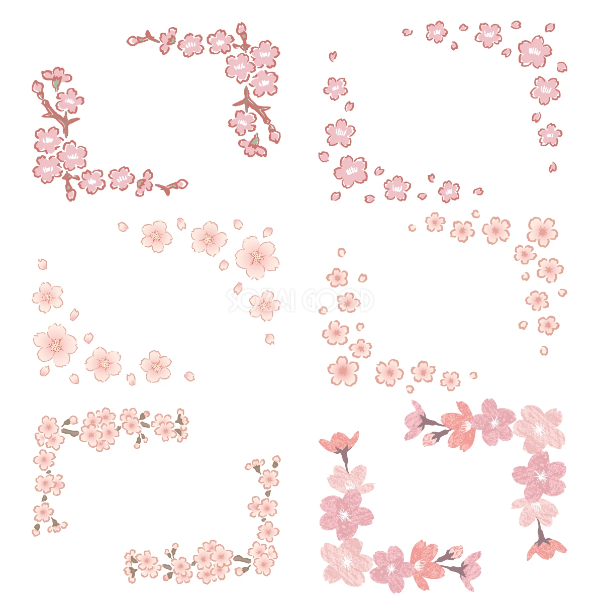 桜 フレーム枠 イラスト かわいい セット素材集 無料 フリー91643