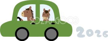車を運転する馬 2026 午年イラスト 無料 フリー91792