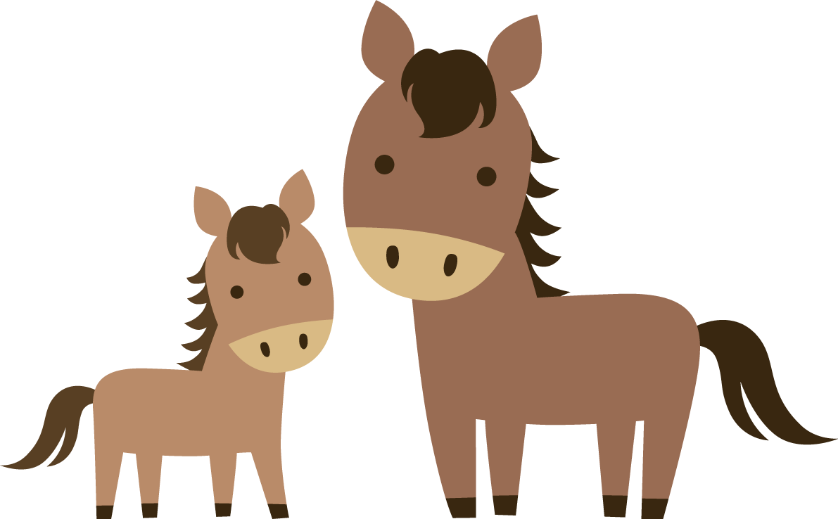 正面を向く親子の馬 かわいい 2026 午年イラスト 無料 フリー91794に写真・文字を入れる