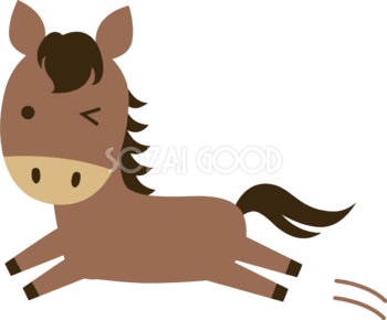 走りながらウインクする馬 かわいい 2026 午年イラスト 無料 フリー91797