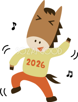 激しく踊る馬 かわいい 2026 午年イラスト 無料 フリー91872