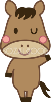 行儀良く左側を紹介する馬 かわいい 2026 午年イラスト 無料 フリー91873