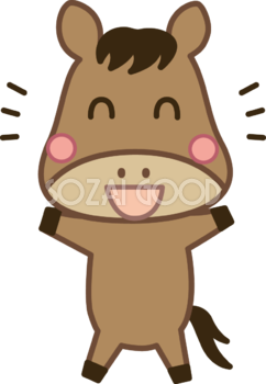 笑顔で立つ馬 かわいい 2026 午年イラスト 無料 フリー91875