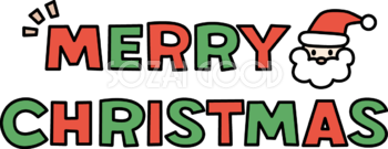 MERRY CHRISTMASのロゴとサンタクロースの顔 かわいい クリスマス イラスト 無料 フリー91970
