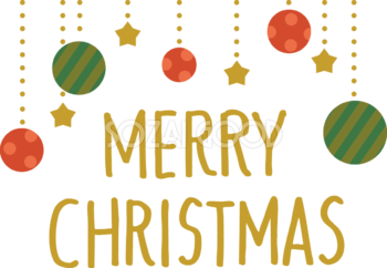 オーナメントとCHRISTMASのロゴ かわいい 文字 クリスマス イラスト 無料 フリー91977