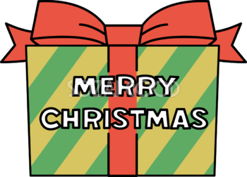 プレゼントの箱とMERRY CHRISTMASのロゴ かわいい 文字 クリスマス イラスト 無料 フリー91982