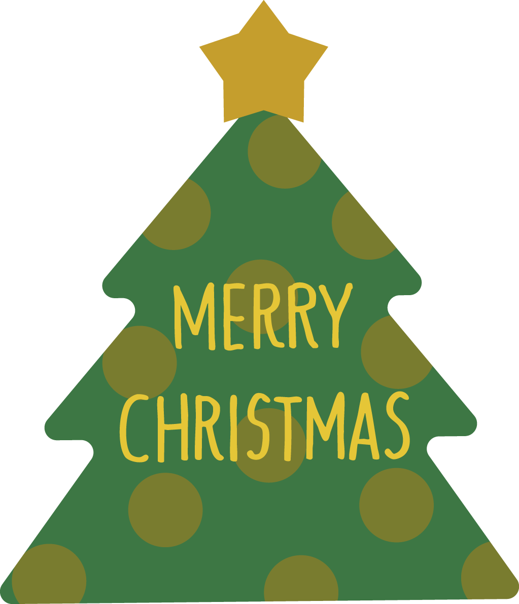 水玉模様のクリスマスツリーの中にMERRY CHRISTMASのロゴ かわいい 文字 イラスト 無料 フリー91984に写真・文字を入れる
