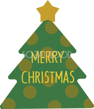 水玉模様のクリスマスツリーの中にMERRY CHRISTMASのロゴ かわいい 文字 イラスト 無料 フリー91984
