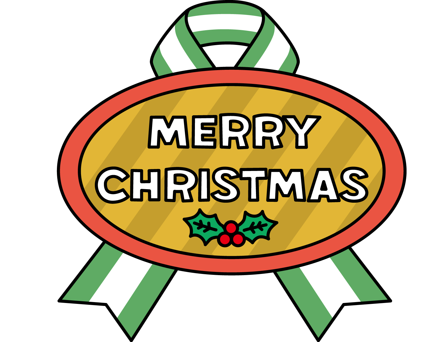 楕円のMERRY CHRISTMASのロゴのリボンシール かわいい 文字 クリスマス イラスト 無料 フリー91989に写真・文字を入れる