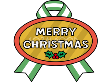 楕円のMERRY CHRISTMASのロゴのリボンシール かわいい 文字 クリスマス イラスト 無料 フリー91989