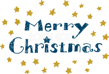 Merry Christmasのロゴとたくさんの星 おしゃれ  文字 クリスマス イラスト 無料 フリー91993