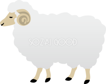 角のある横向きの羊 かっこいい 2027 未年イラスト 無料 フリー92002