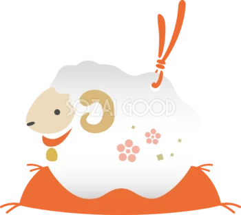 座布団に乗った羊の土鈴 かわいい 202…