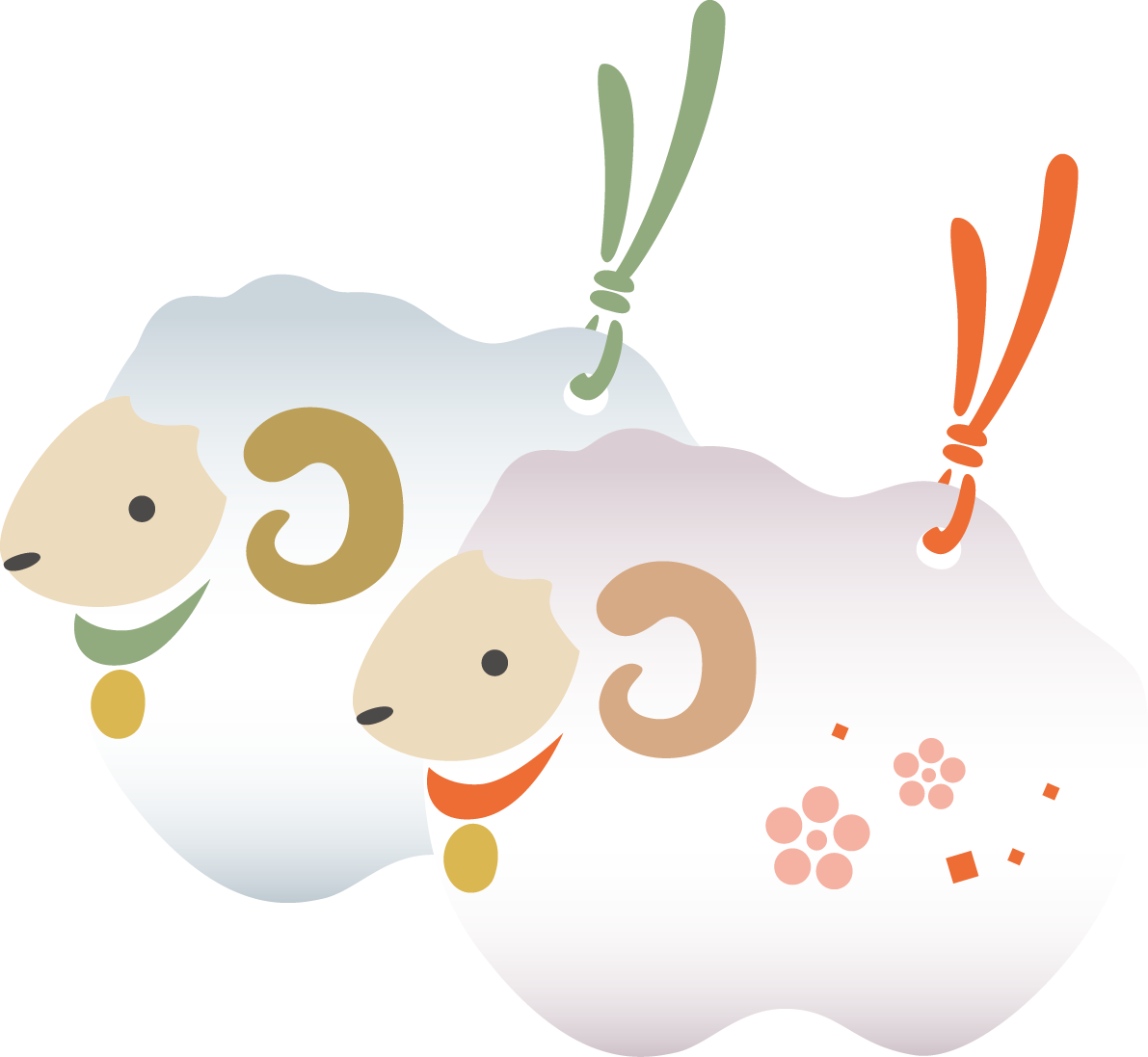 羊のよりそい土鈴 かわいい 2027 未年イラスト 無料 フリー92019に写真・文字を入れる