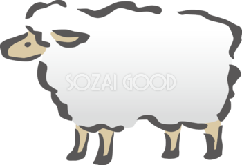 横向きの羊 筆書き風 2027 未年イラスト 無料 フリー92025