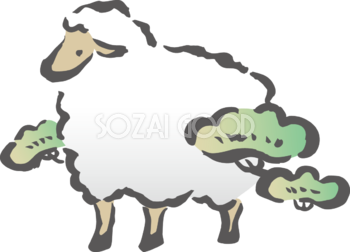 松と羊 筆書き風 2027 未年イラスト 無料 フリー92058