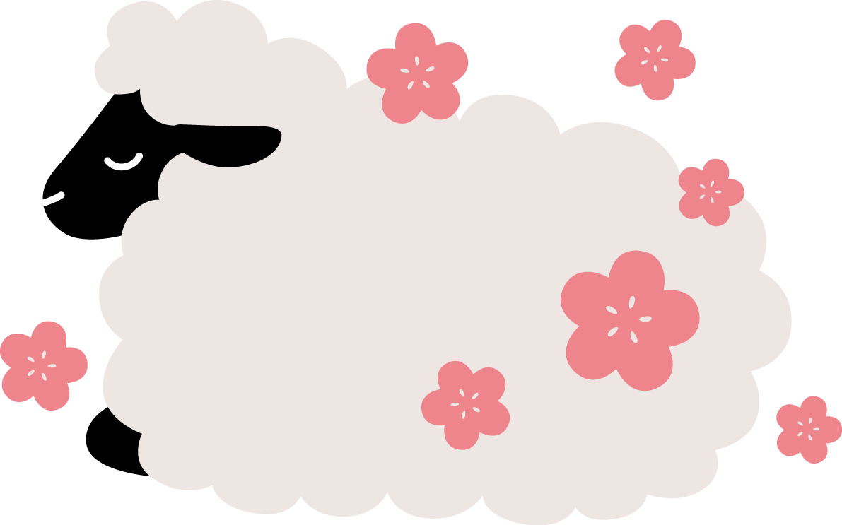 梅の花と横向きで座りながら眠る黒い羊 かわいい 2027 未年イラスト 無料 フリー92093に写真・文字を入れる