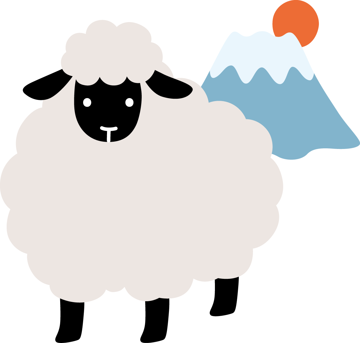 富士山と黒い羊 かわいい 2027 未年イラスト 無料 フリー92095に写真・文字を入れる