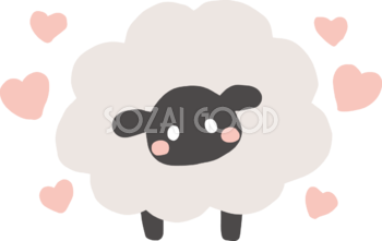 黒い羊の周りにたくさんのハート かわいい 2027 未年イラスト 無料 フリー92114