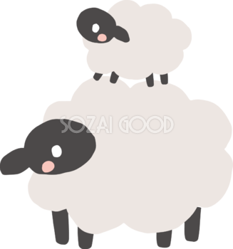 小羊が上に乗った親子の黒い羊 かわいい 2027 未年イラスト 無料 フリー92116