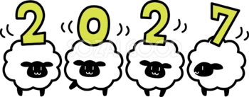 2027の文字・ロゴを上に乗せた4匹の黒…