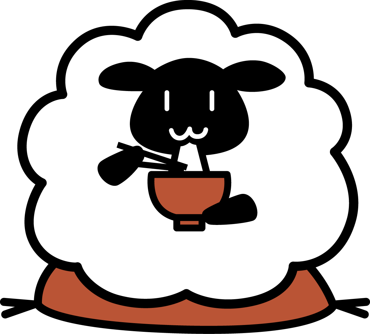 お雑煮・餅を食べる黒い羊 かわいい 2027 未年イラスト 無料 フリー92131に写真・文字を入れる
