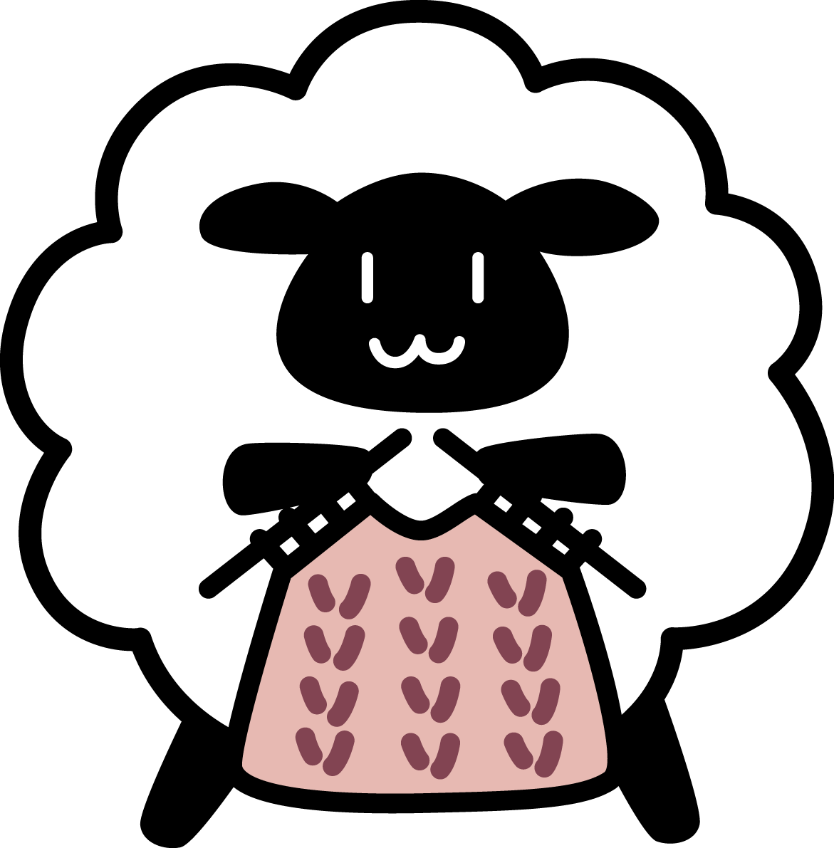編み物をする黒い羊 かわいい 2027 未年イラスト 無料 フリー92144に写真・文字を入れる