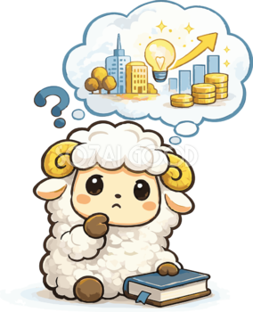 将来について考える羊のかわいいイラスト無料 フリー92173