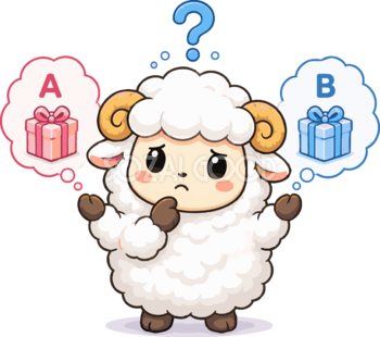 比較して悩む羊のかわいいイラスト無料 フリー92175