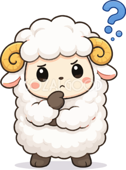 腕組みして考える羊のかわいいイラスト無料 フリー92177