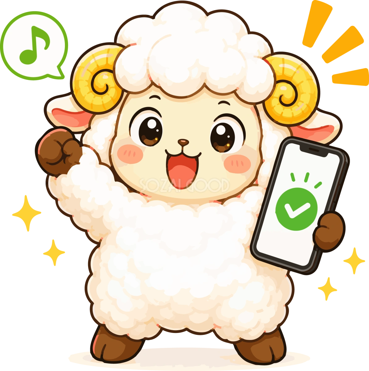 スマホの問題を解決する羊のかわいいイラスト無料 フリー92184
