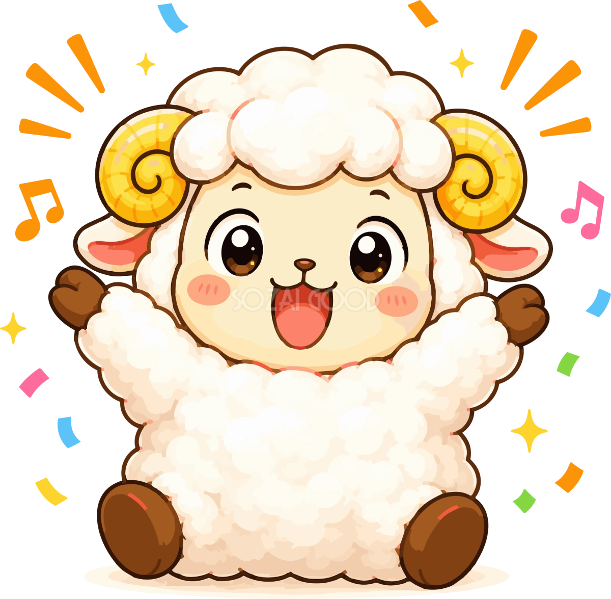 解決して喜ぶ羊のかわいいイラスト無料 フリー92187