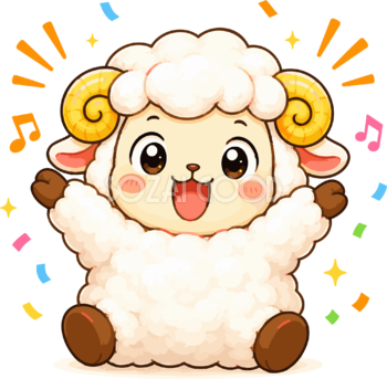 解決して喜ぶ羊のかわいいイラスト無料 フリー92187