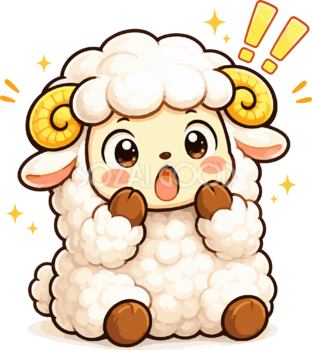 驚く羊のイラスト（かわいい羊キャラクター）無料 フリー92196