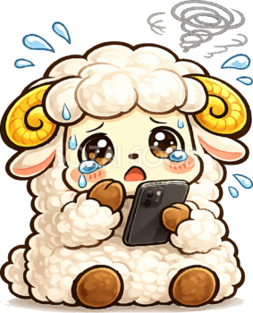 スマホで困る羊のイラスト無料 フリー92203