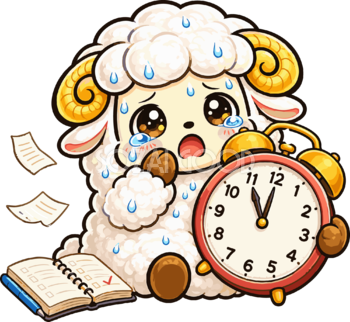 時間がなくて焦る羊のイラスト無料 フリー92205