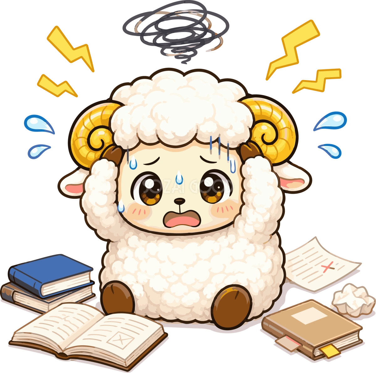頭を抱える羊のイラスト無料 フリー92207