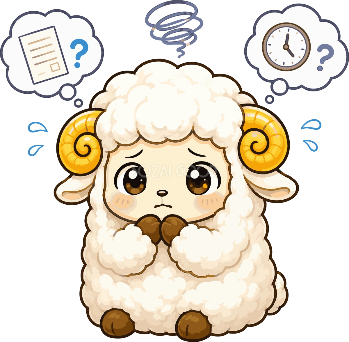 不安な羊のイラスト無料 フリー92208