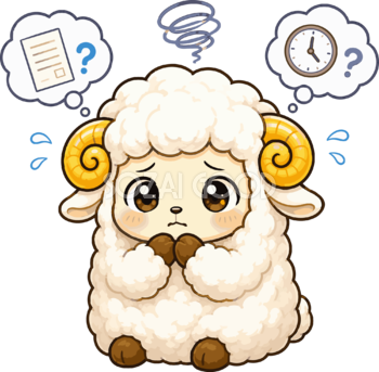 不安な羊のイラスト無料 フリー92208