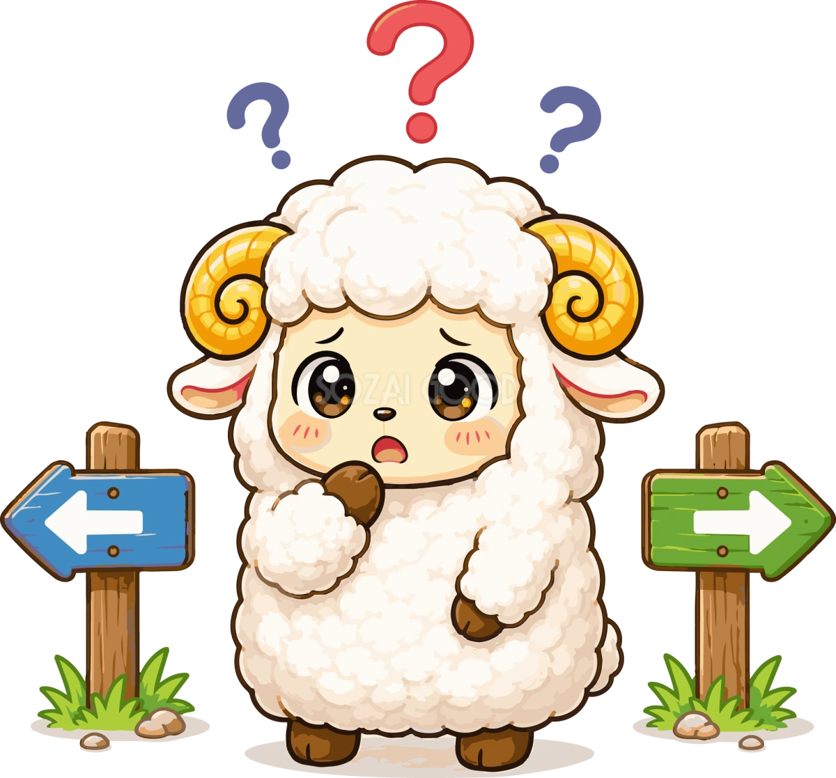 迷う羊のイラスト無料 フリー92209