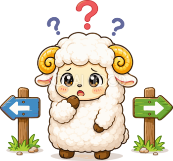 迷う羊のイラスト無料 フリー92209