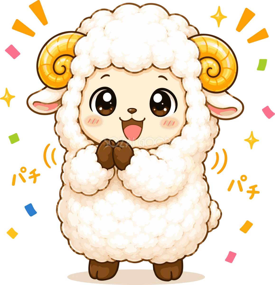 拍手する羊のかわいいイラスト無料 フリー92218