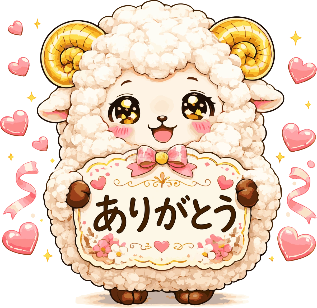 ありがとうを伝える羊のかわいいイラスト無料 フリー92221