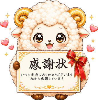 感謝状を渡す羊のかわいいイラスト無料 フリー92225