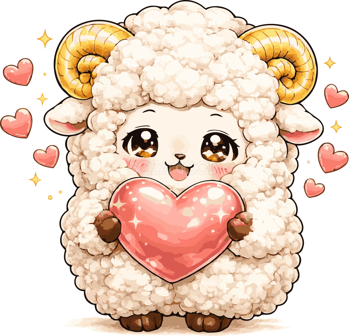 ハートを持つ羊のかわいいイラスト無料 フリー92226